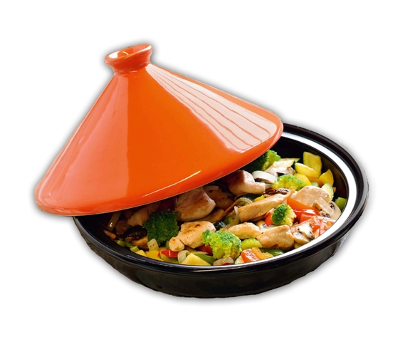 30cm Heat-resistant Clay Tagine - Orange - Click Image to Close